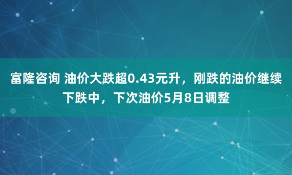 富隆咨询 油价大跌超0.43元升，刚跌的油价继续下跌中，下次油价5月8日调整